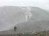 Ecuador Cotopaxi 02-05 Hiking To Refuge In Hail The wind howled and the hail stung our faces as we struggled in the 0C weather on our way to the Jos Ribas refuge (4800m).